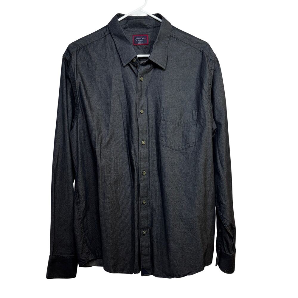 UNTUCKit Casablanca Shirt Men's XL Slim Fit Dark Gray Button Front 100% Cotton